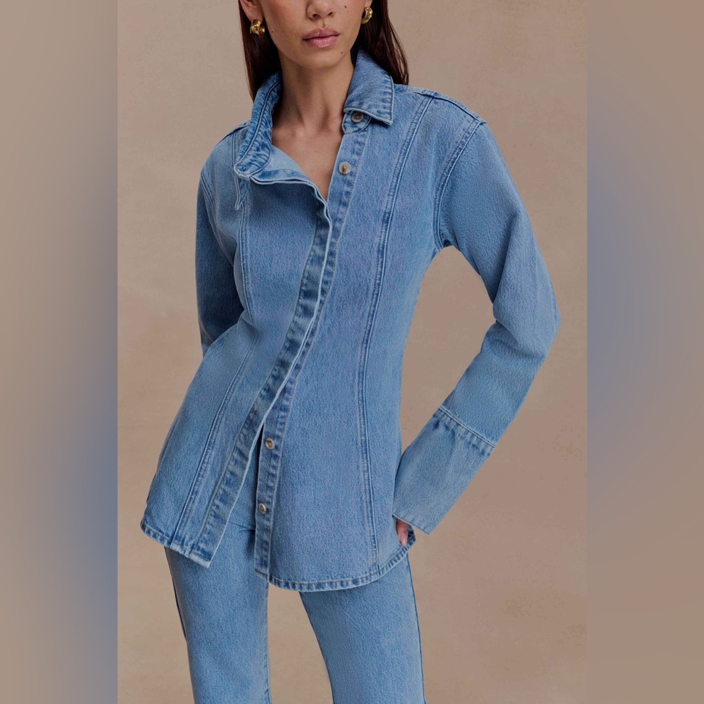 Meshki Light Blue Denim Button-Up Top